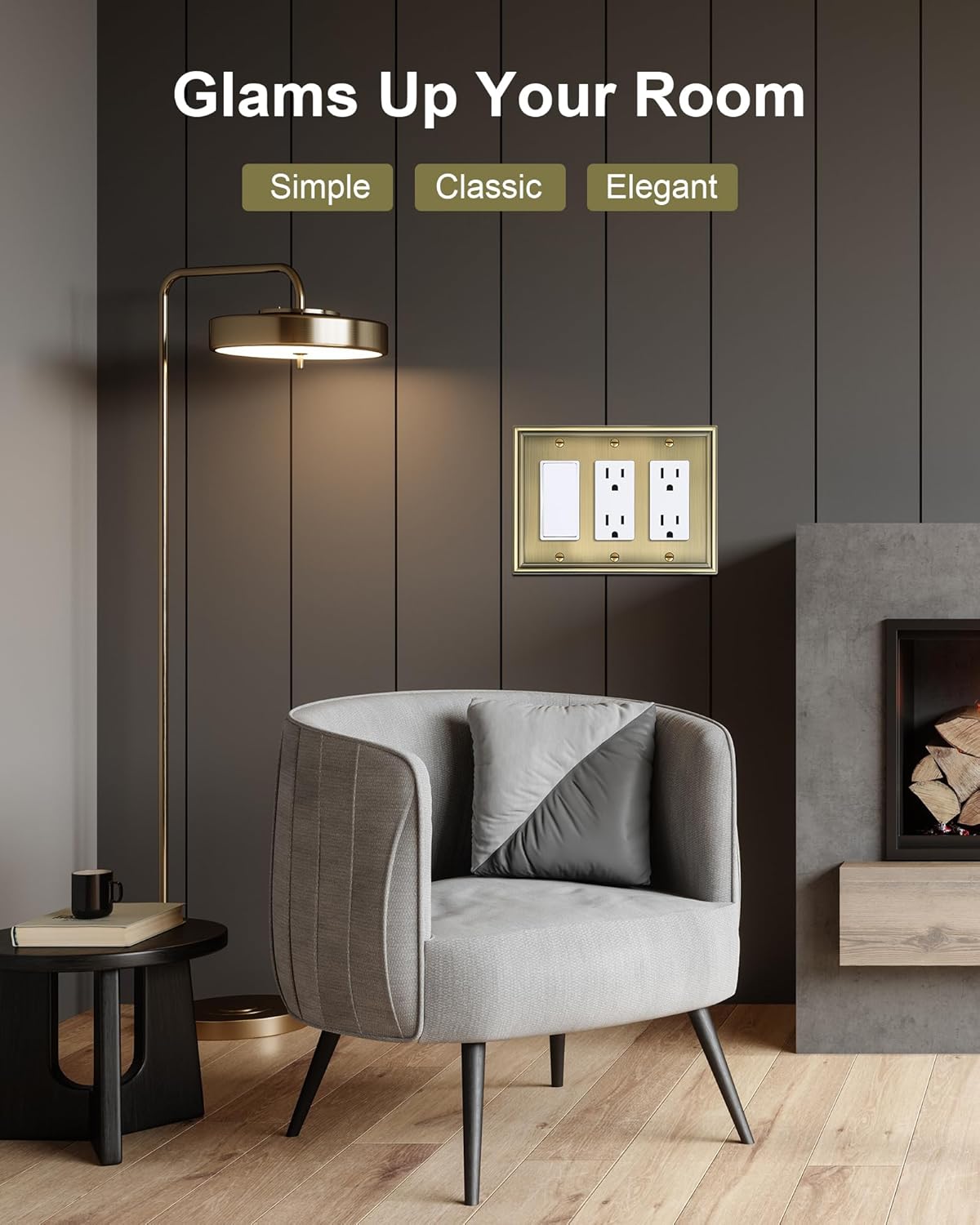 2-Pack Decorative Tripple Decorator Outlet Cover Plate, Durable Zinc Alloy Antique Brass Wall Plate