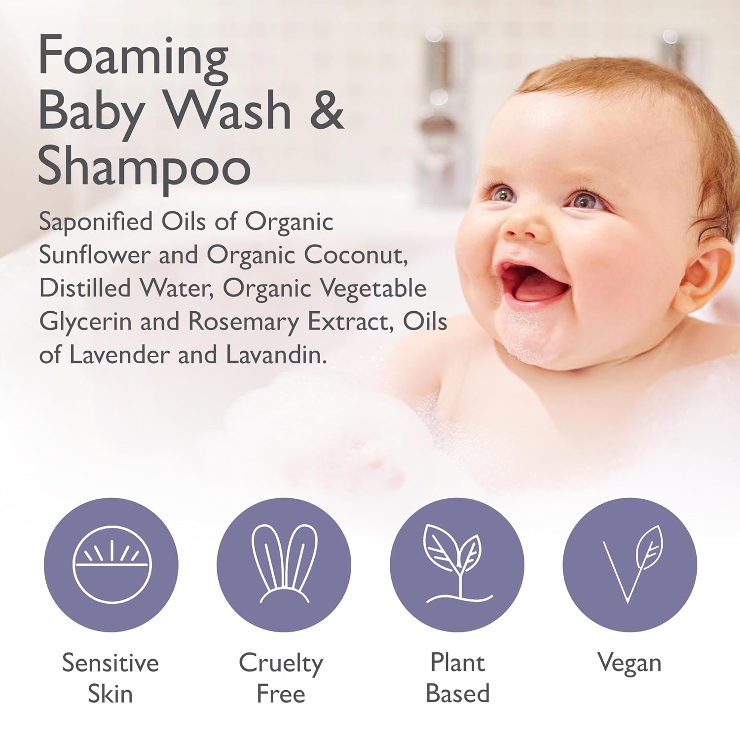 SoCal Suds & Company 2-in-1 Organic Foaming Shampoo & Body Wash - Gentle Botanical Baby Wash for