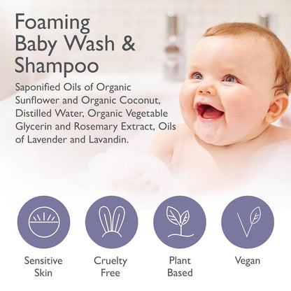 SoCal Suds & Company 2-in-1 Organic Foaming Shampoo & Body Wash - Gentle Botanical Baby Wash for