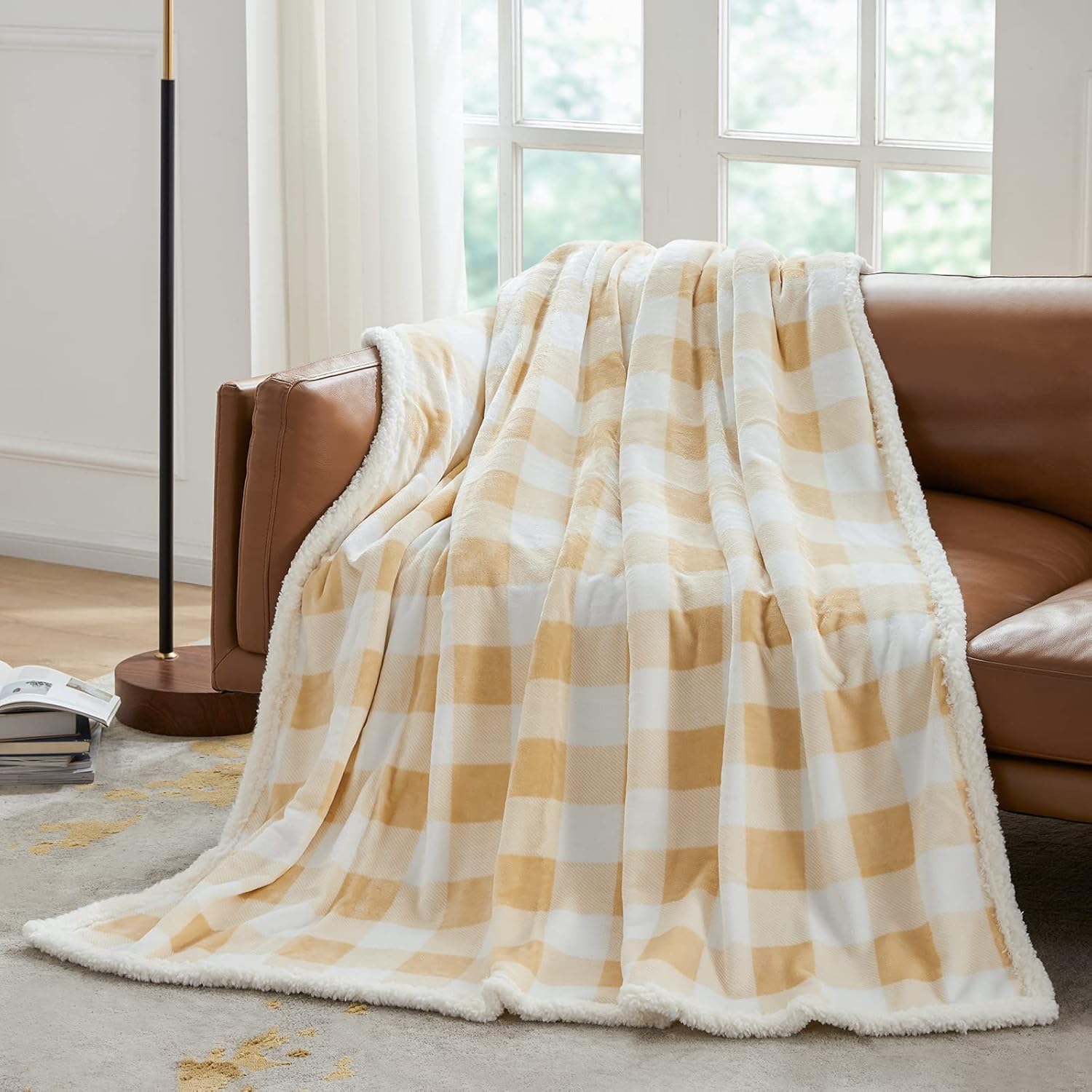 Touchat Sherpa Buffalo Plaid Twin Blanket 60" X 70", Fuzzy Fluffy Soft Cozy Throw Blanket, Fleece