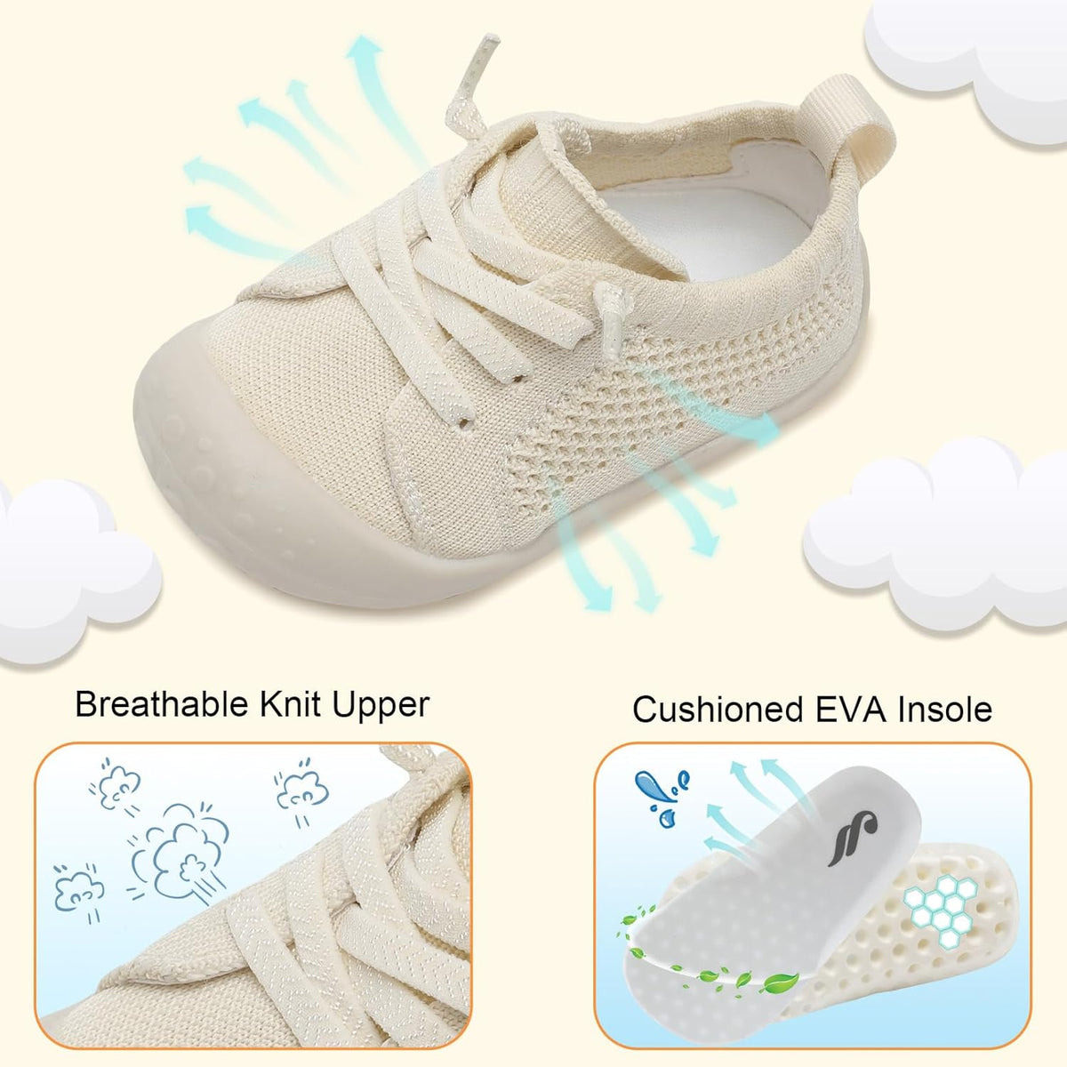 JIASUQI Baby Shoes for Toddler Boys Girls Sneakers Slip on Walking Shoes for Babies
