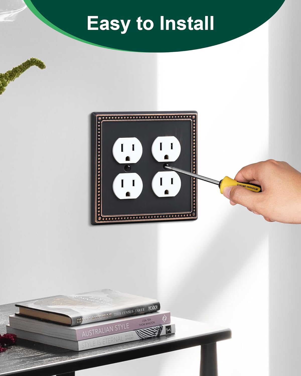 2-Pack Double Duplex Outlet Cover, Aged Bronze Metal Switch Plates and Outlet Covers, Pearls