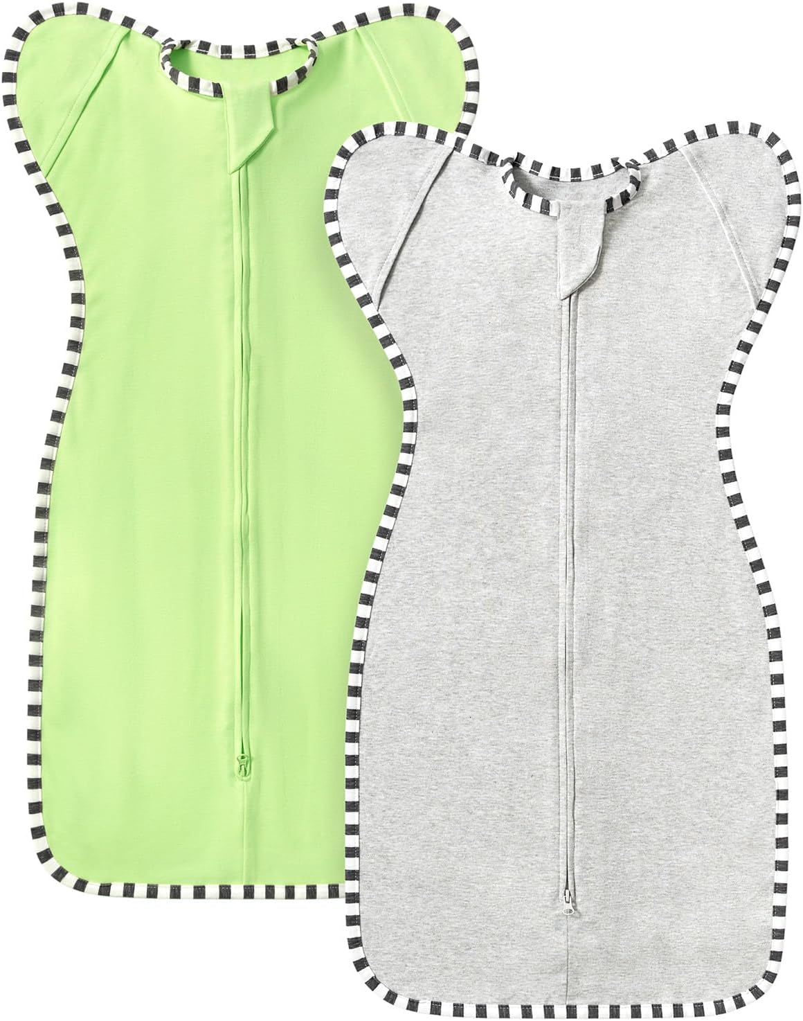 Transition Swaddle, 2 Pack 100% Cotton Baby Sleep Sack, 2-Way Zipper Infant Arm Up Swaddle for
