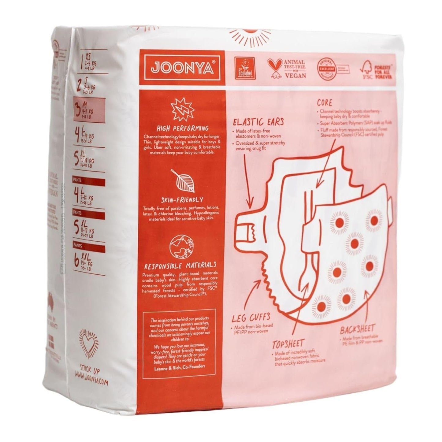Joonya Baby Diapers, Size 5 XL (26-40 lb) - 6 Bags of 23 (138) - New Range - NonToxic