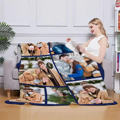 Ships Next Day, Couple Gifts Custom Blanket with Photos, Personalized Flannel Throw Blankets Gifts