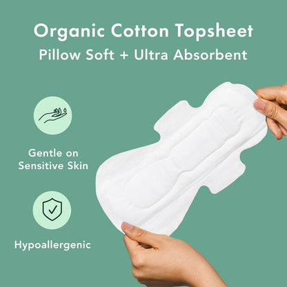 Rael Pads for Women, Organic Cotton Cover - Period Pads with Wings, Feminine Care, Sanitary