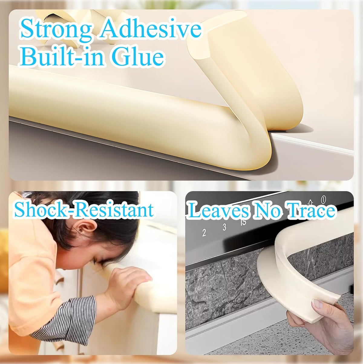 Baby Proofing Edge Corner Protector,1Roll L-Shape Soft Cabinet Door Bumper Corner Strip,4 Furniture