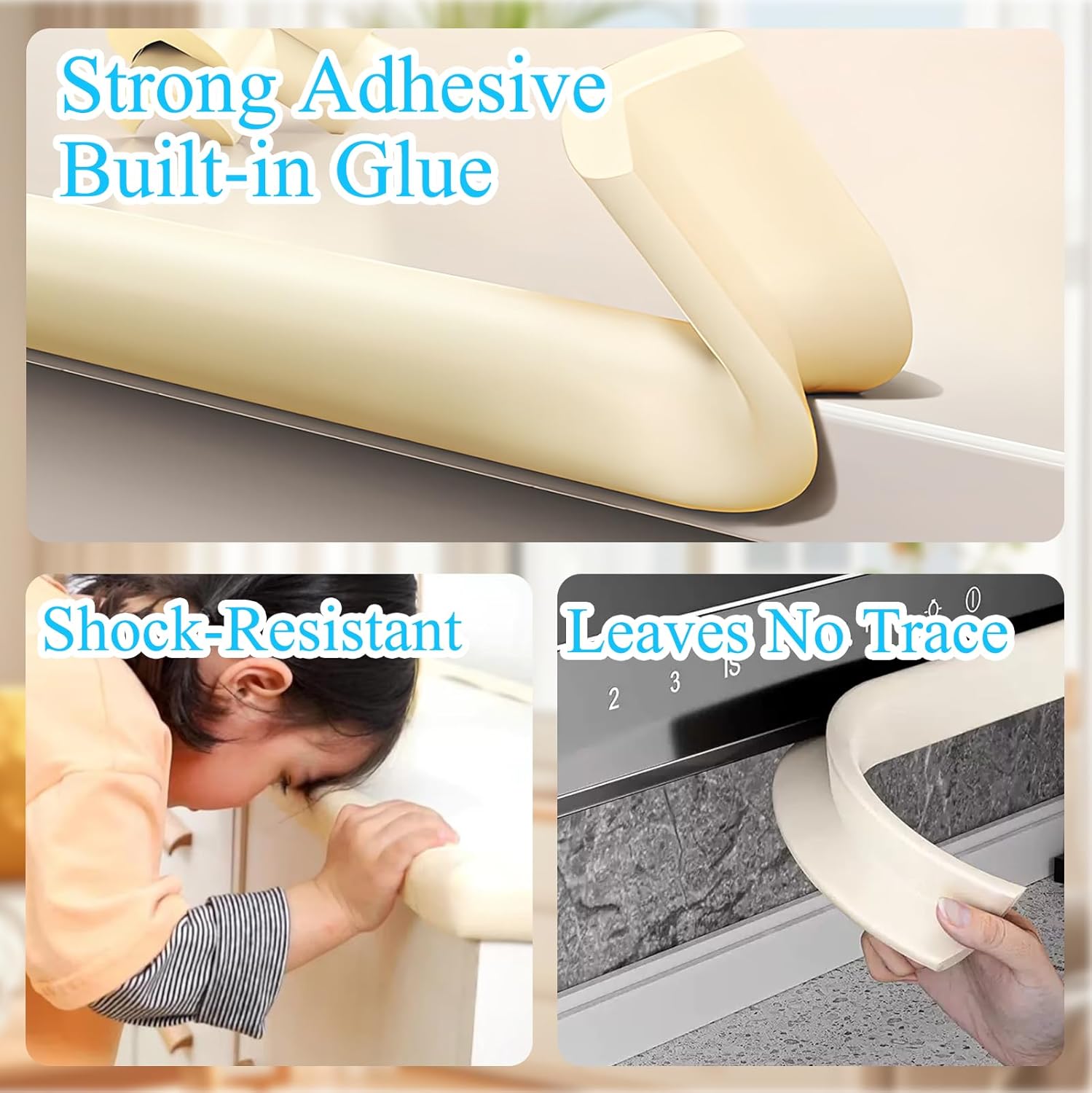 Baby Proofing Edge Corner Protector,1Roll L-Shape Soft Cabinet Door Bumper Corner Strip,4 Furniture