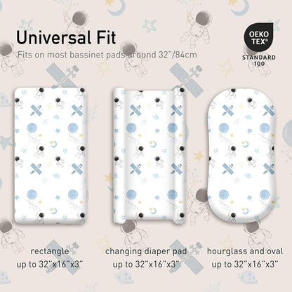 Gllquen Baby Bassinet Sheets 4 Pack, Breathable Cozy Fitted Mattress Sheet, Elastic Travel Crib