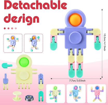 32 Pcs Funny Sensory Fidget Toys Robot Fidget Spinners Fidget Party Favors Robot Fingertip Toy DIY