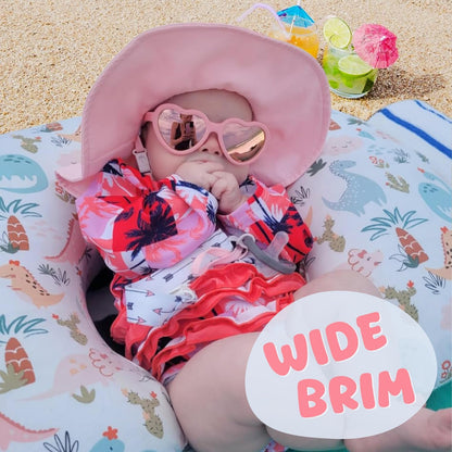 Baby Sun Hat Toddler Girl Beach Hat Adjustable Outdoor Summer Hat UPF 50+ Sun Protection Wide Brim
