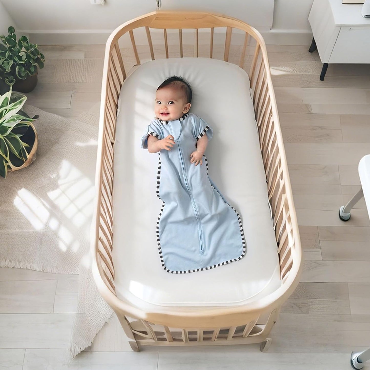 Transition Swaddle, 2 Pack 100% Cotton Baby Sleep Sack, 2-Way Zipper Infant Arm Up Swaddle for