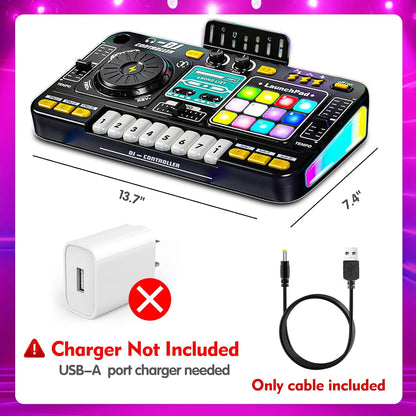Kids DJ Mixer Controller Table Musical Toy Electronic Bluetooth Toy with LED Lights Sound Effect