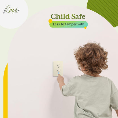 TG Mid-Size Screwless Duplex Wall Plate, Child Safe Receptacle Outlet Cover, Medium Size 1-Gang