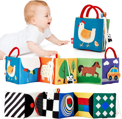 hahaland Baby Toys 0-6 Months - High Contrast Newborn Toys - Baby Tummy Time Books 0-6 Months with