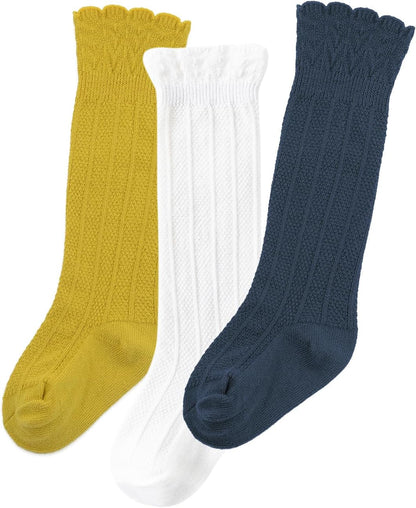 Zando Baby Knee High Socks - Infant to Toddler, Cotton Ruffle Socks, Warm Girls & Boys Long