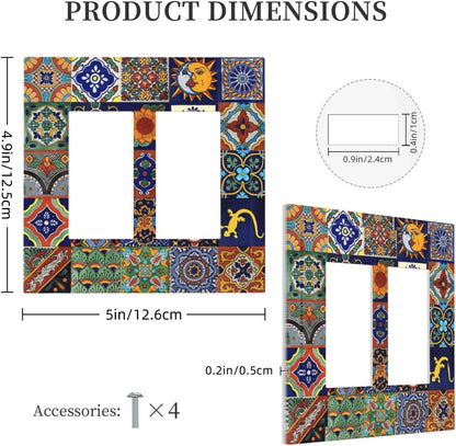 Talavera Mexican Tiles Traditional Color Decoration Print Decorative Outlet Covers 2 Gang Double