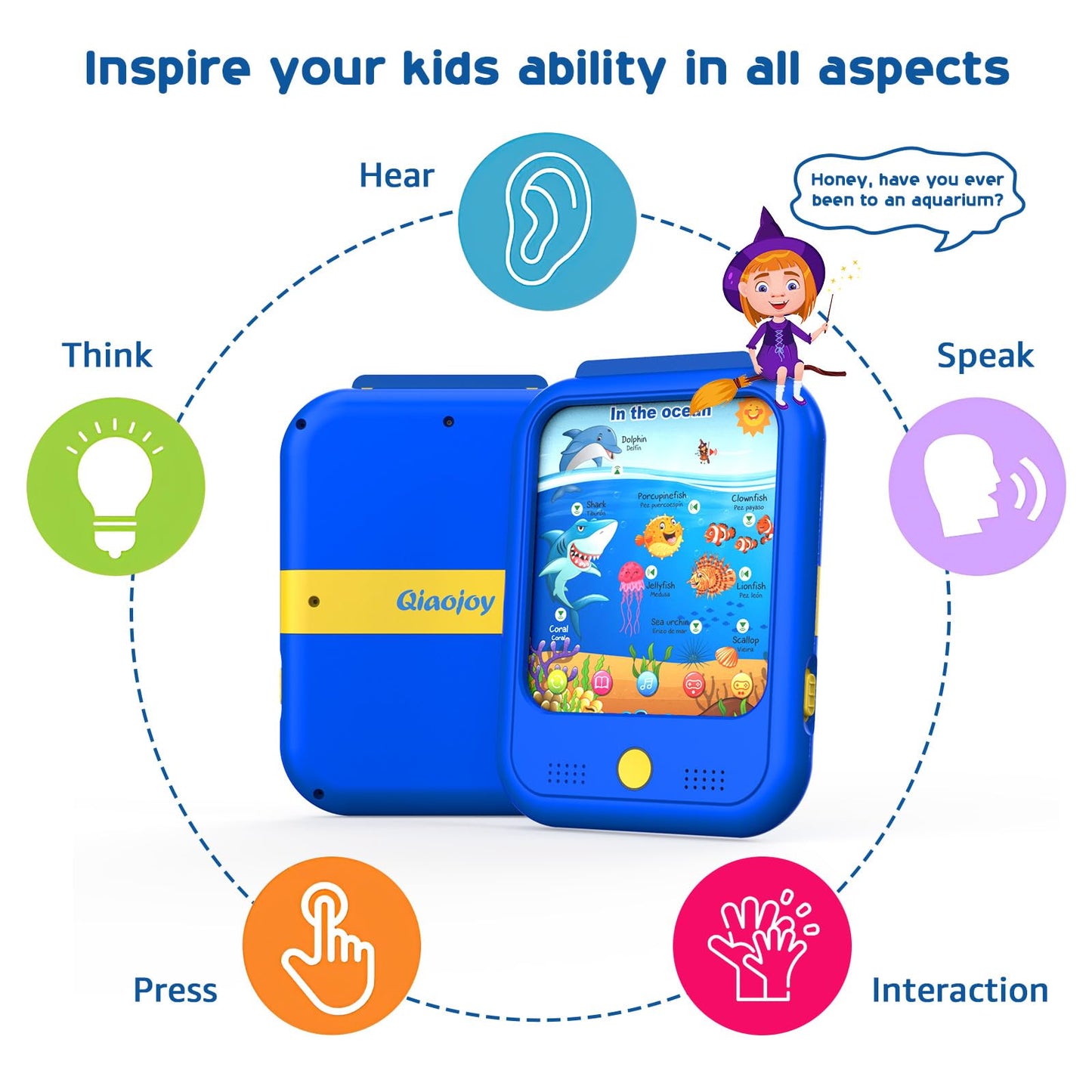 Qiaojoy Kids Learning Tablet Educational Learning Pad for Toddlers 2-5