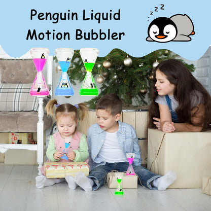 Liquid Motion Bubbler,3 Pack Diamond Shaped Penguin Liquid Timer for Sensory Play,Fidget Toy Stress