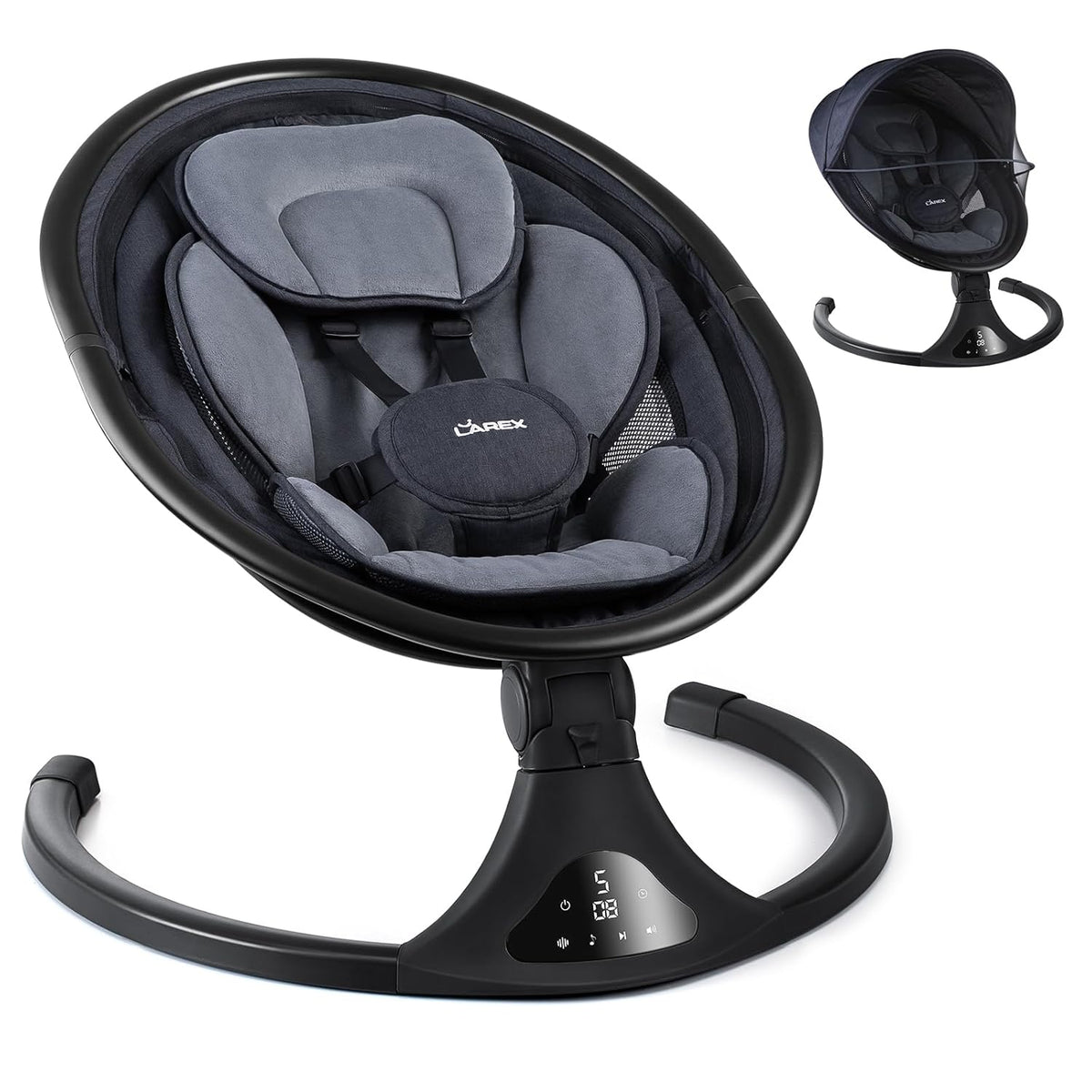 LAREX Baby Swing to Toddler Electric Infant Swing Portable for Newborn Boy Girl, 5 Sway Speeds with