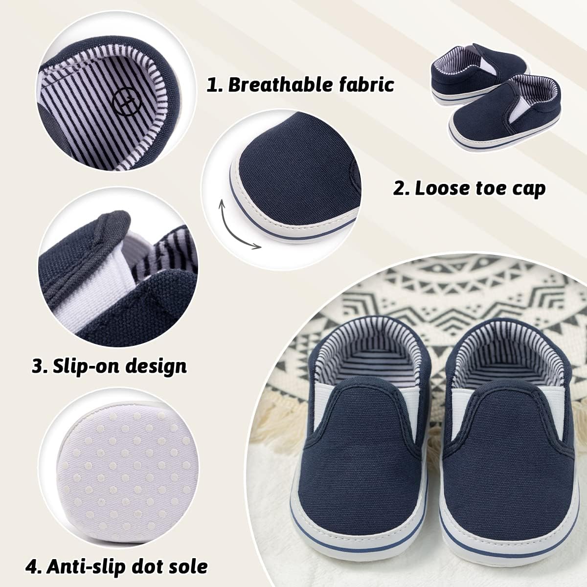 Morbido Infant Baby Boys Girls Canvas Sneaker Toddler Slip On Anti Skid Newborn First Walkers Candy