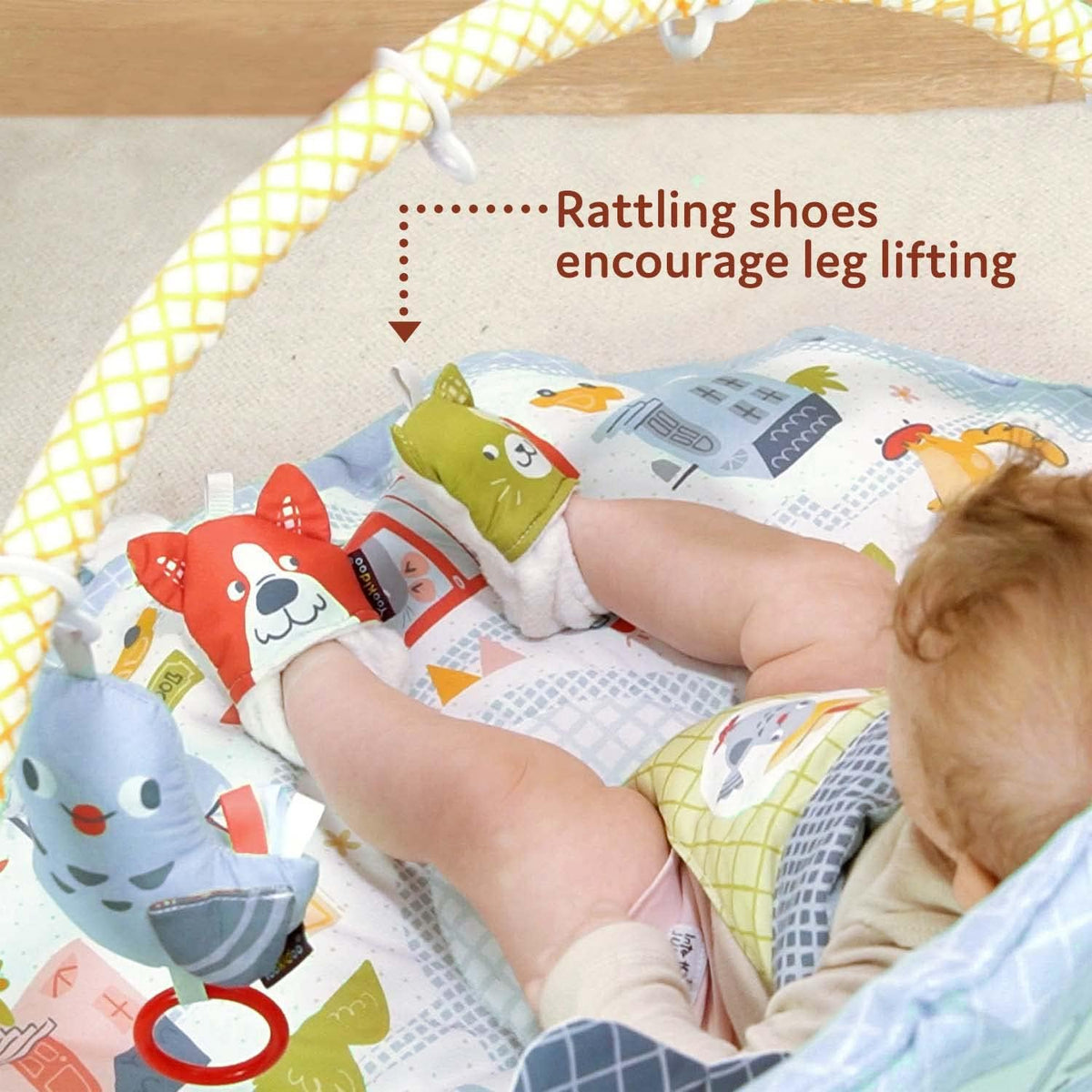 Yookidoo Baby Gym Urban Lay to Sit-Up Playmat. 3-in-1 Newborns Activity Center with Tummy Time