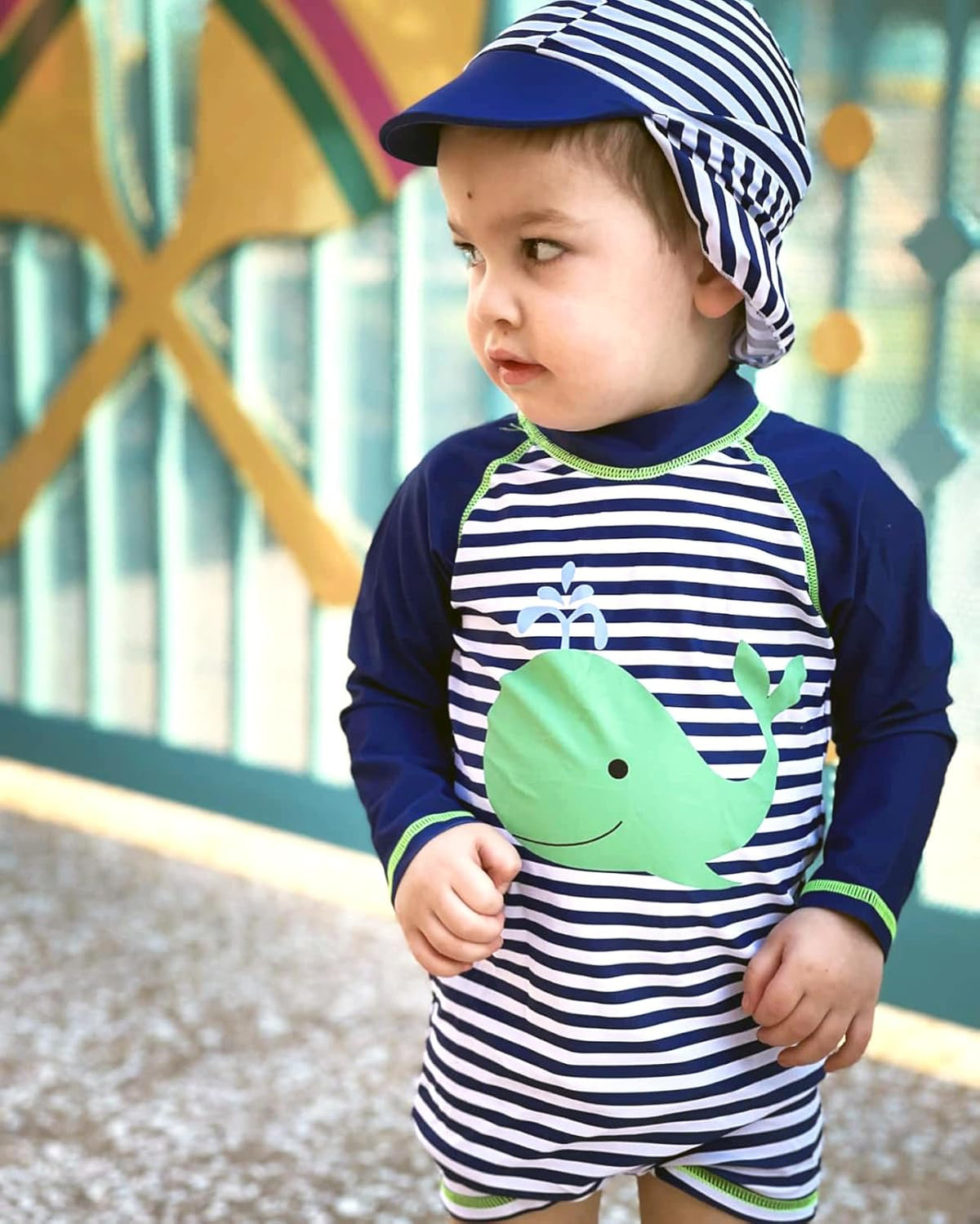 uideazone Baby Boys One Piece Swimsuit Long Sleeve UPF 50+ Rash Guard Bathing Suit Swimwear with