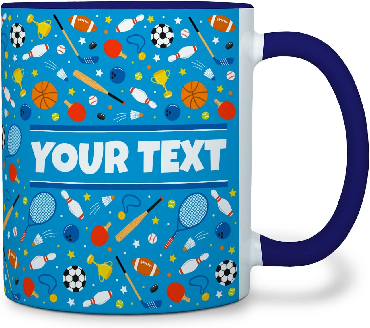 Personalized Mug for Kids - Sports - Custom Name/Text, Ceramic Hot Chocolate/Cocoa/Coffee Cup for