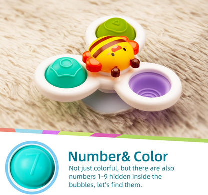 LiKee Strong Suction Cup Fidget Spinnerz Sensory Bath Toys for Baby 12 18 Months Airplane Car