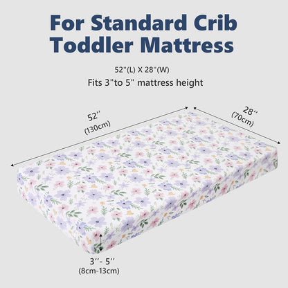 TILLYOU Baby Crib Sheets for Boys Girls, Super Soft Toddler Bed Sheets, 2 Pack Sheets for Standard