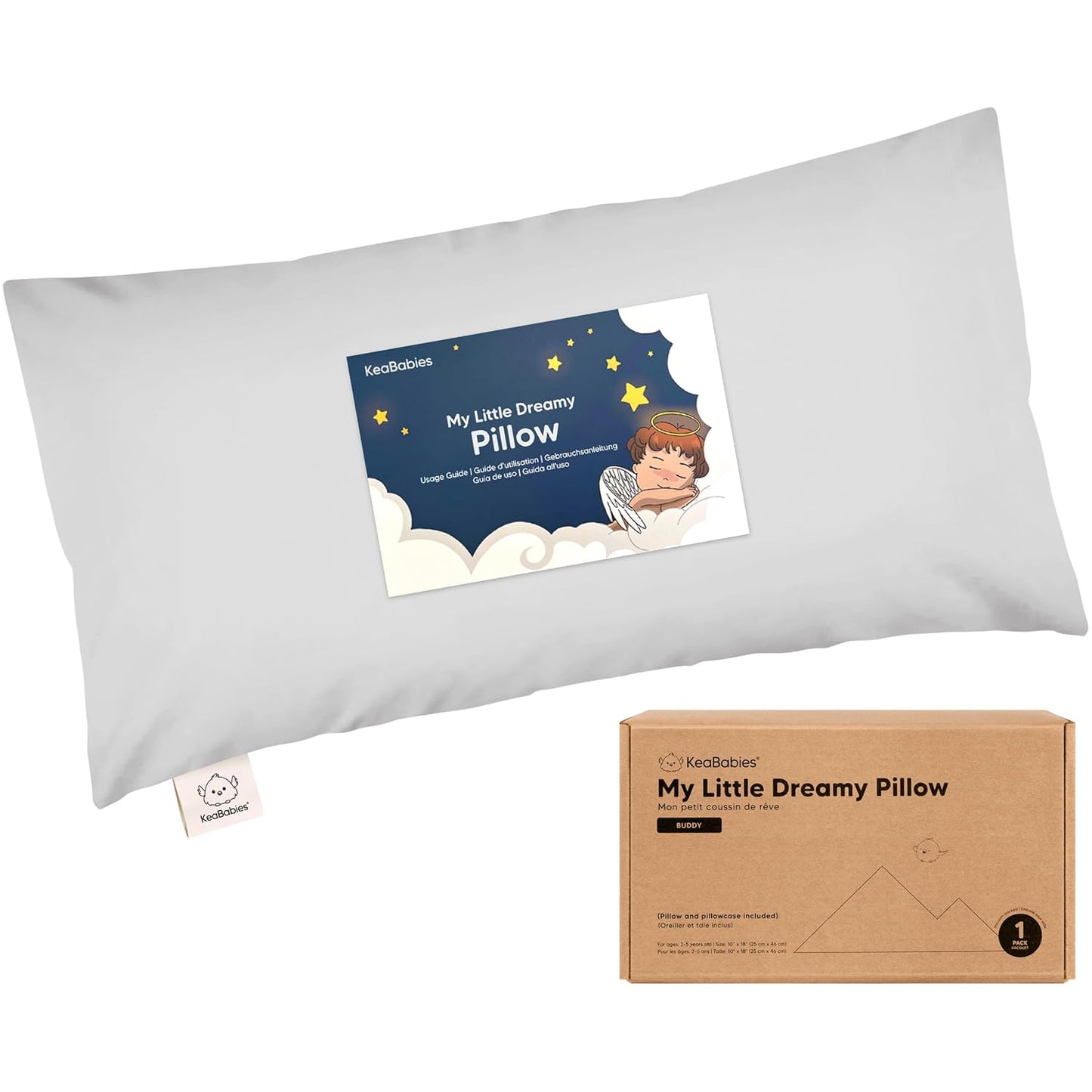 Toddler Pillow with Pillowcase - 10x18 My Little Dreamy Kids Travel Bed Pillows for Sleeping