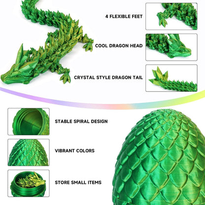 4PCS 3D Printed Dragon Eggs with Dragon Inside Articulated Crystal Dragon Mystery Dragon Egg Fidget
