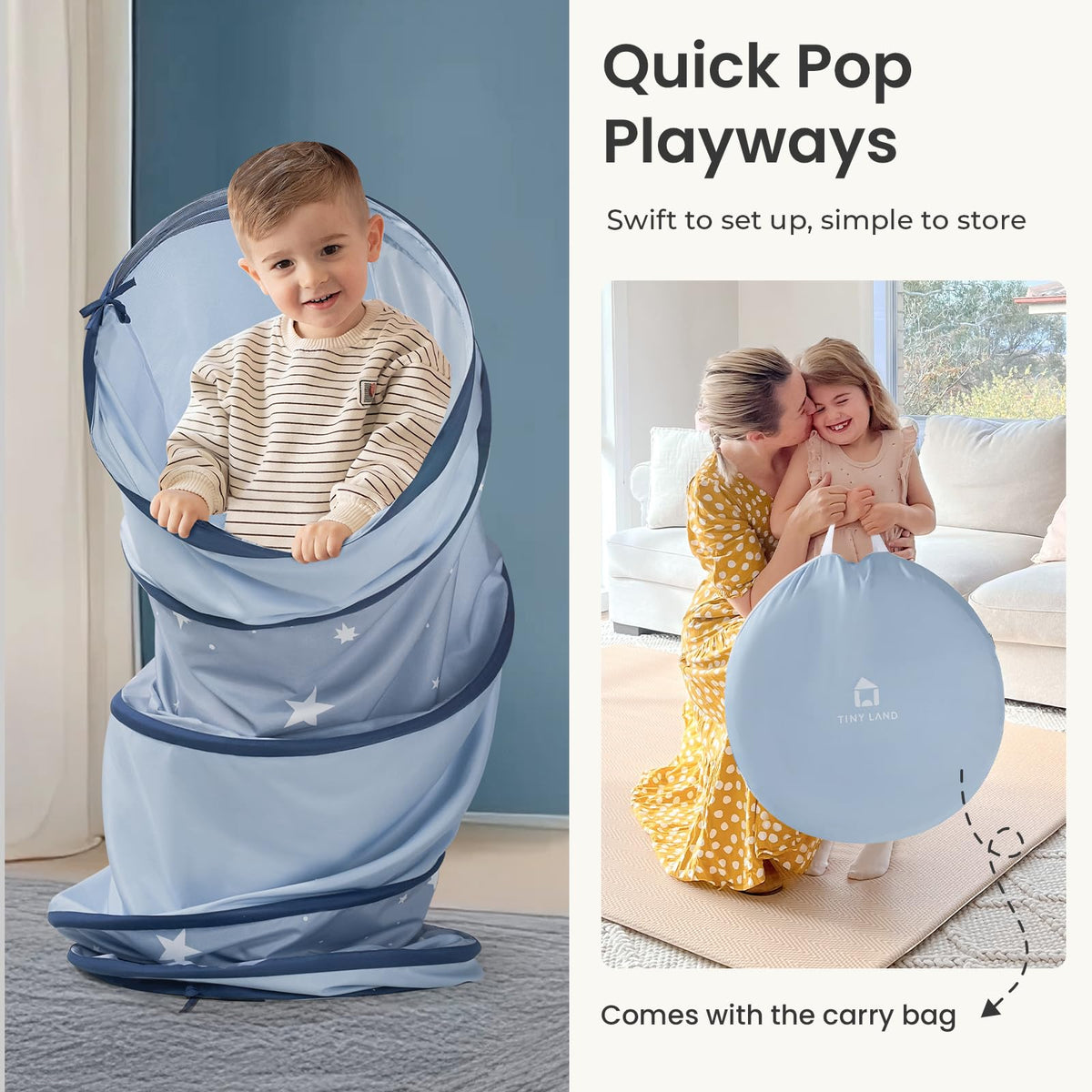 Tiny Land Kids Play Tunnel Tent with Storage Bag for Toddlers