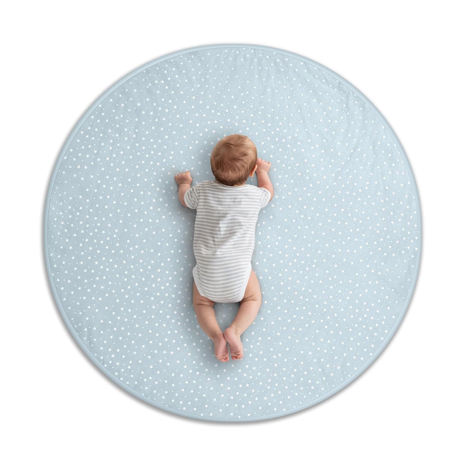 Byrd & Blume Round Baby Play Mat, Organic Cotton Soft Padded Nursery Floor Mat, Safe Hypoallergenic