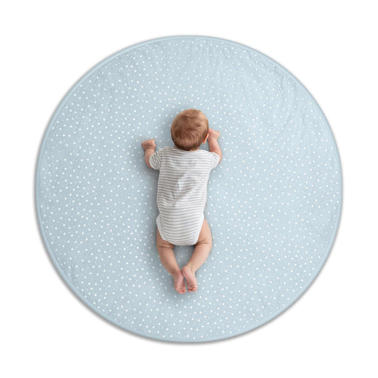 Byrd & Blume Round Baby Play Mat, Organic Cotton Soft Padded Nursery Floor Mat, Safe Hypoallergenic