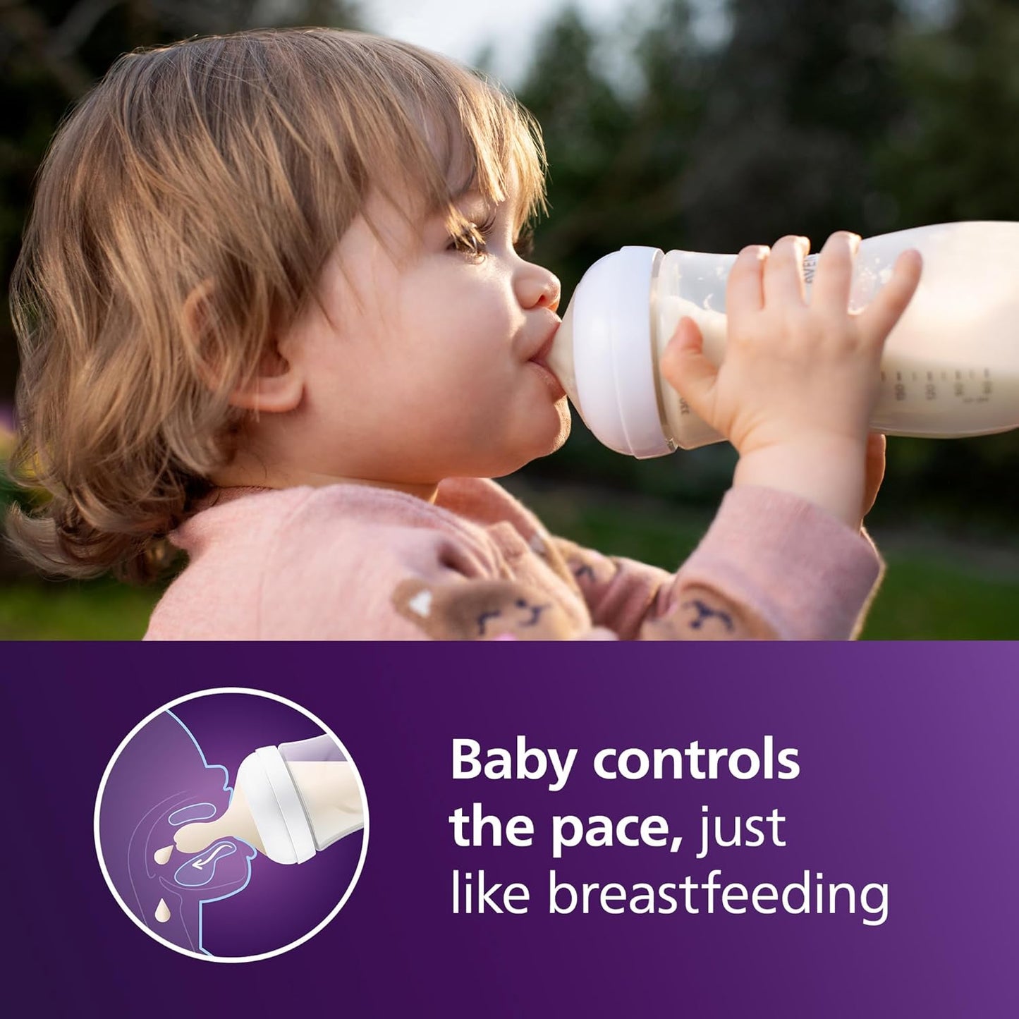 Philips Avent Natural Baby Bottles with Natural Response Nipples (Fast Flow, Flow 4), 11oz, 2-Pack