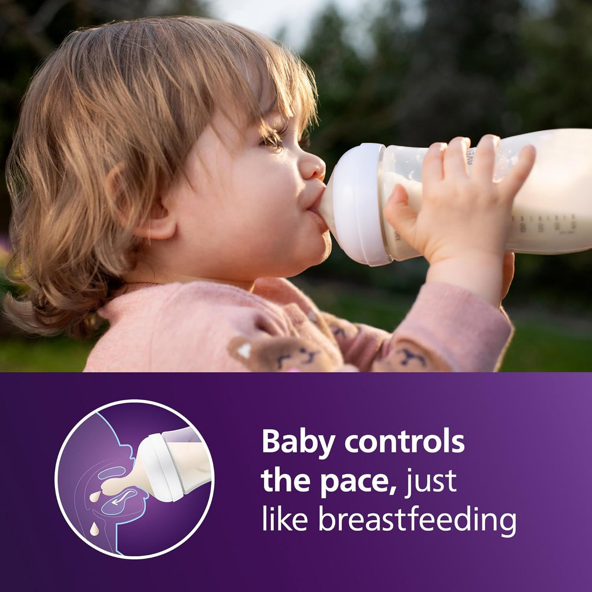 Philips Avent Natural Baby Bottles with Natural Response Nipples (Fast Flow, Flow 4), 11oz, 4-Pack