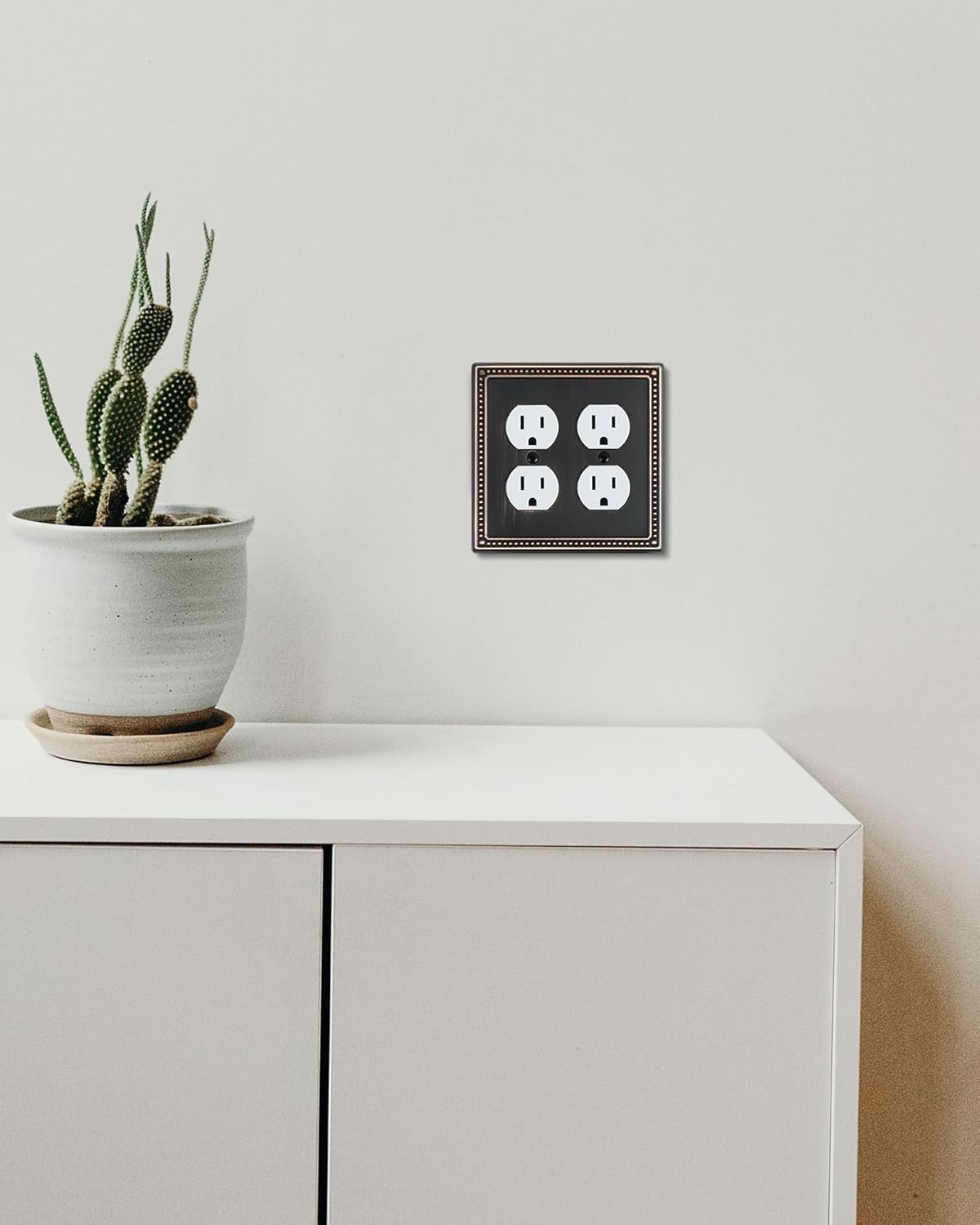2-Pack Double Duplex Outlet Cover, Aged Bronze Metal Switch Plates and Outlet Covers, Pearls