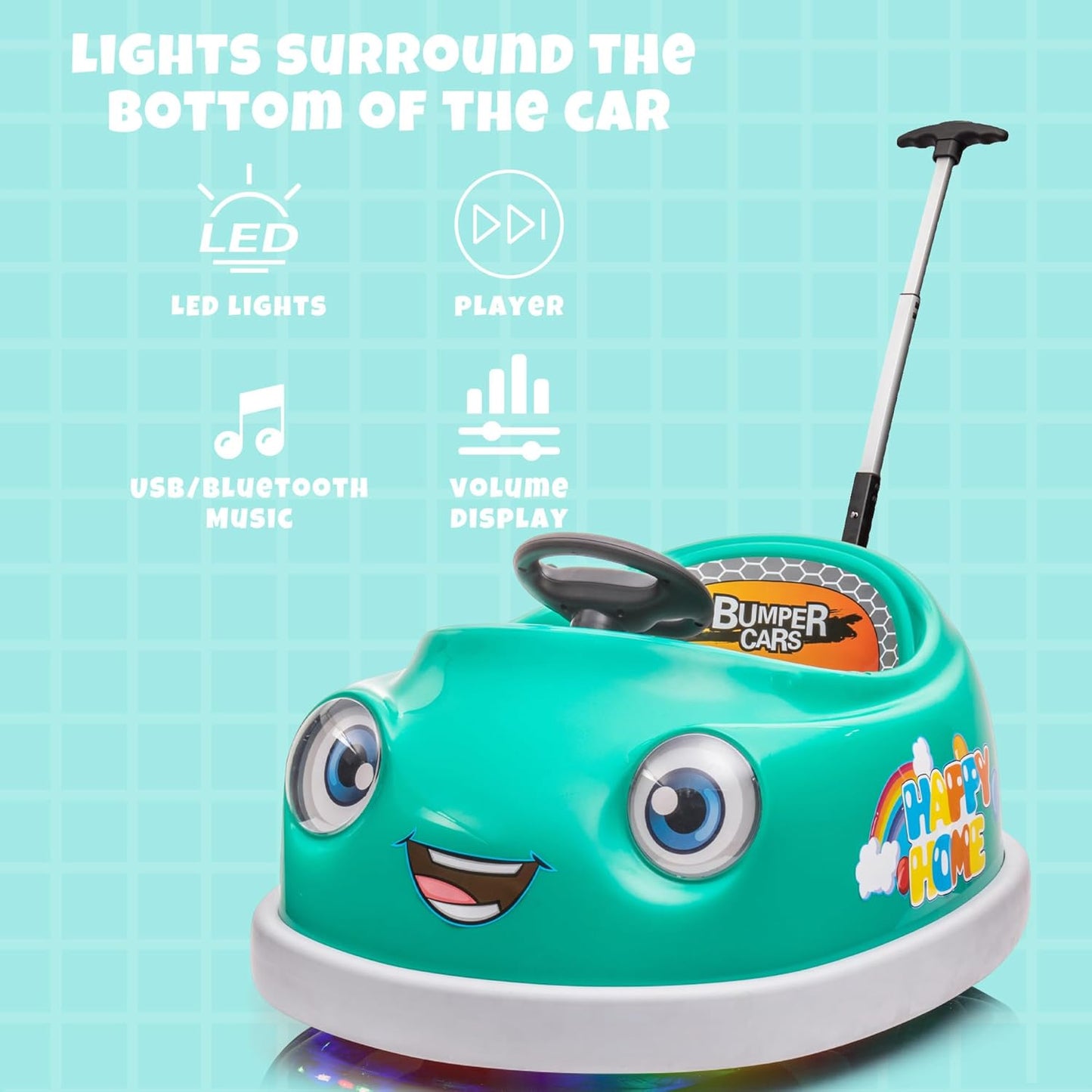 12V Dual Battery Electric Ride on Kids Bumper Car w/Remote Control,360 Degree Spin,Push Rod Rocker