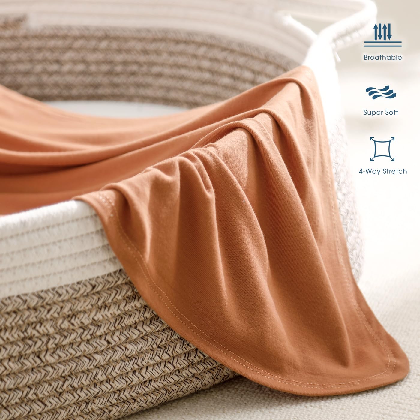 GRSSDER Newborn Swaddle Blanket, Ultra Soft Jersey Receiving Blanket with Matching Headband and