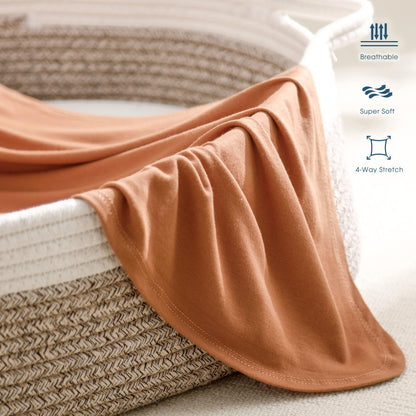 GRSSDER Newborn Swaddle Blanket, Ultra Soft Jersey Receiving Blanket with Matching Headband and