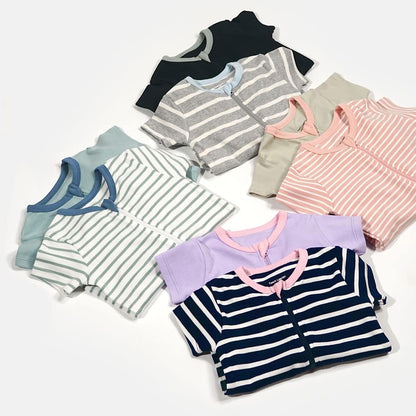 Teach Leanbh Toddler Baby Boys Girls 2-Pack Pajamas Cotton 2 Way Zipper Short Sleeve Footless