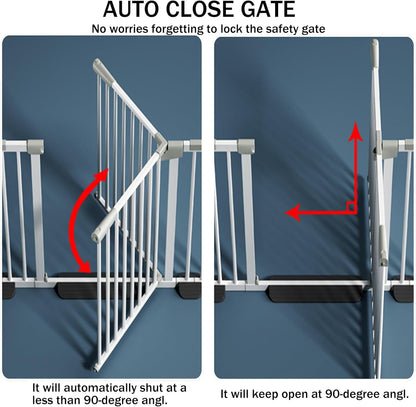 51 Inch Extra Tall Baby Gate Auto Close Cat Gate Adjustable 29.92"-43" Wide Pressure Mounted Pet