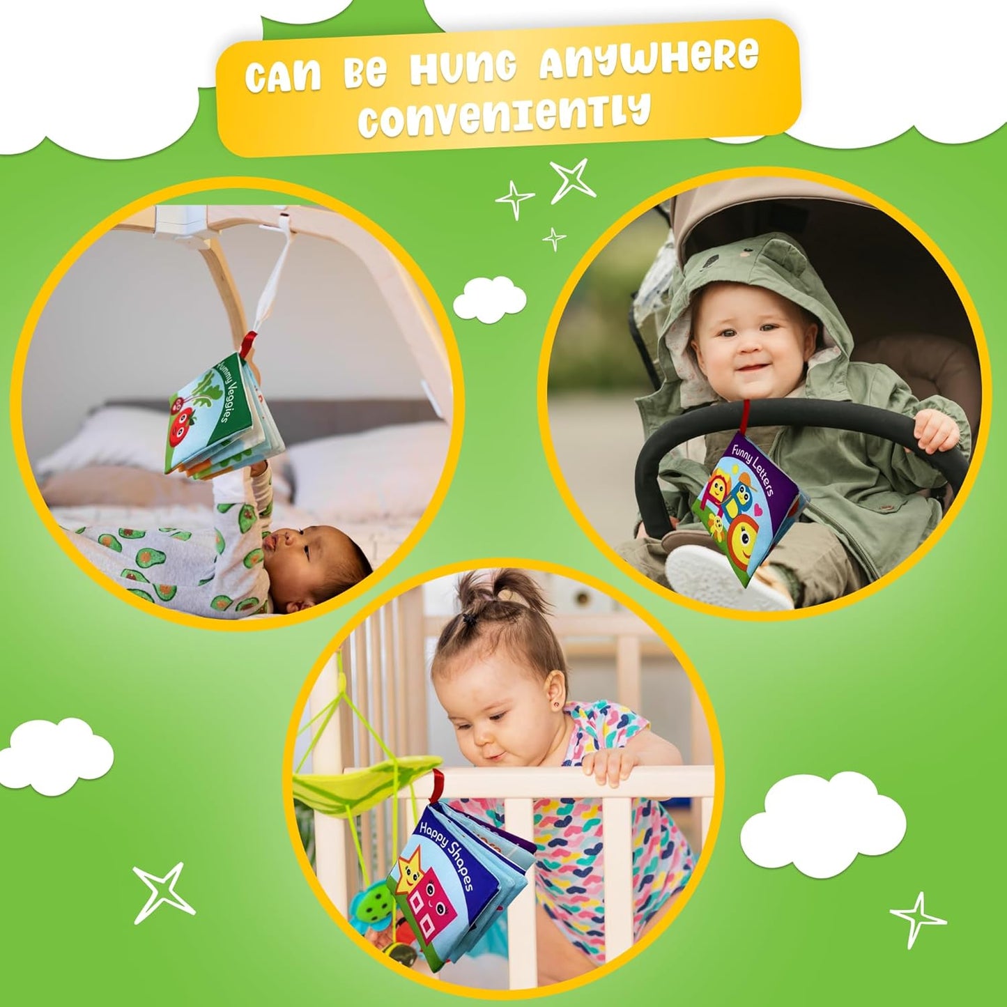 Cloth Books for Babies (Set of 6) - Premium Quality Soft Books for Babies. Touch and Feel Crinkle