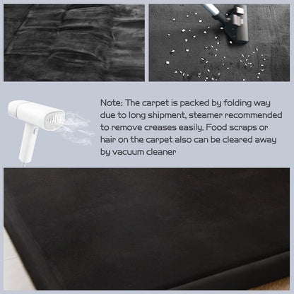 MAXYOYO Black Coral Velvet Area Rug, Thick Japanese Tatami Mat Living Room Carpet with Non-Slip