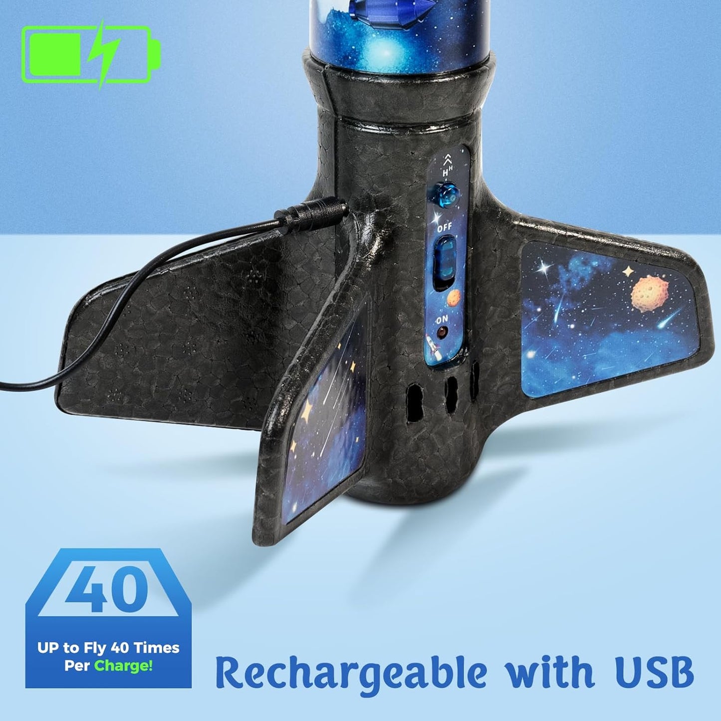 Rocket Launcher for Kids -200 Feet of Flight Altitude, Auto Electric Rocket Toys with Safe