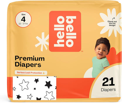 Hello Bello Diapers, Size 4 (22-37 lbs) Superstars, 21 Count of Premium Disposable Baby Diapers