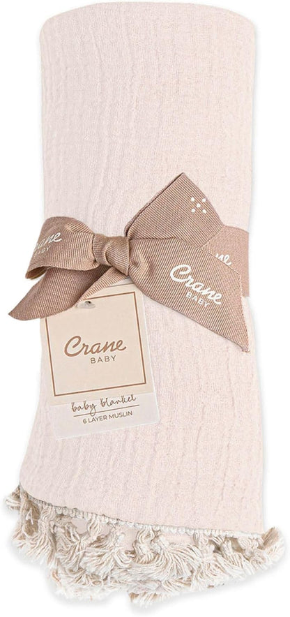 Crane Baby Muslin Swaddle Blanket, Soft Cotton Lightweight Nursery and Stroller Blanket for Baby