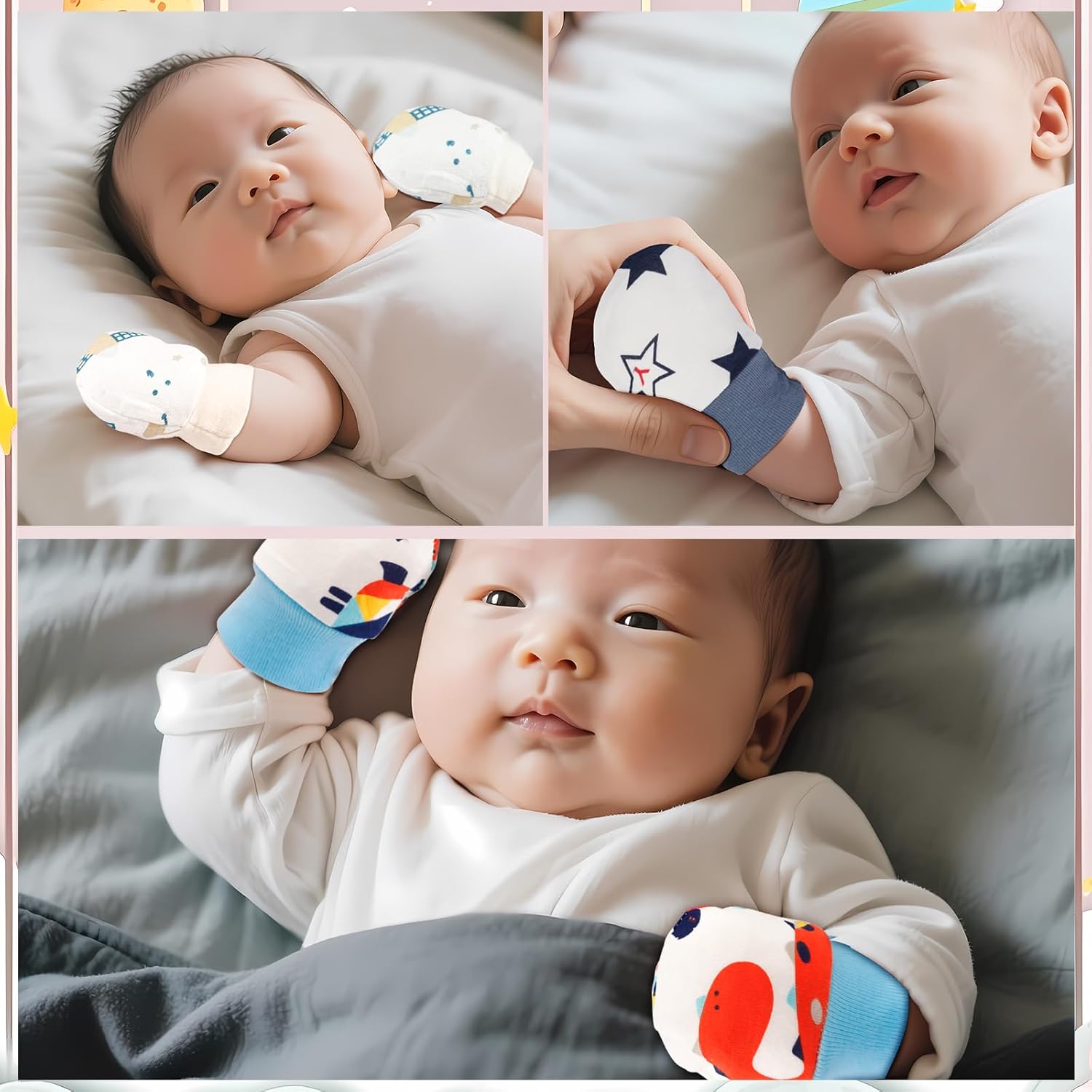 No Scratch Baby Mittens Newborn Infant Toddler Mittens Soft Elastic Wrist Gloves Mitten for 0-6