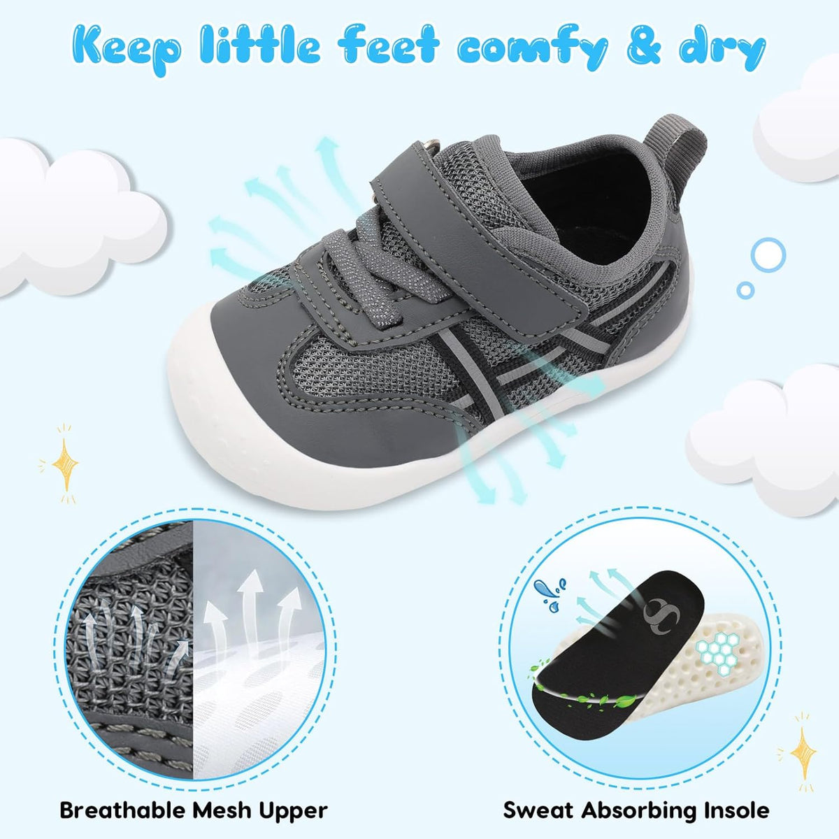 Scurtain Baby Shoes Boy Girl First Walking Shoe Infant Crib Breathable Sneakers Lightweight